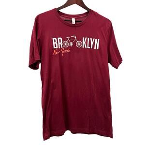 Brooklyn New York Bicycle Bike T-Shirt Burgundy Short Sleeve Size Large
